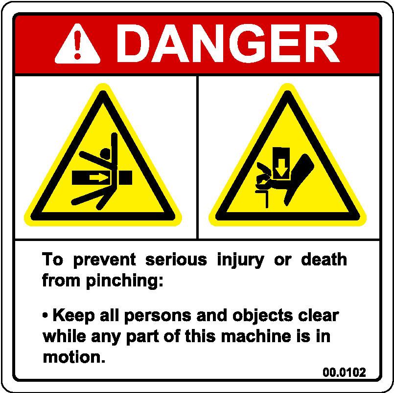 Safety Decals SAFETY The following safety decals must be maintained on your