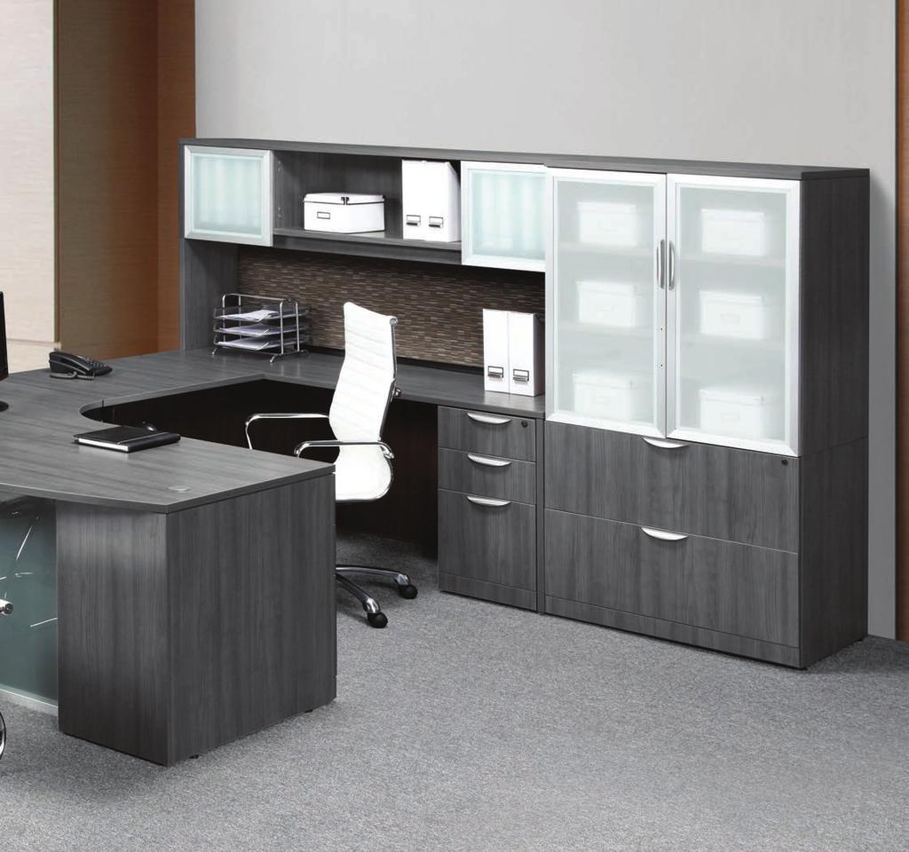 Bowfront Desk Package - 71 x 107 1188 Options As Shown: Hutch with 2 Laminate Doors 247 Visconti Fabric Tackboard 99 24 LED or 48 Fluorescent Task Light 98 Keyboard Drawer 79 Executive