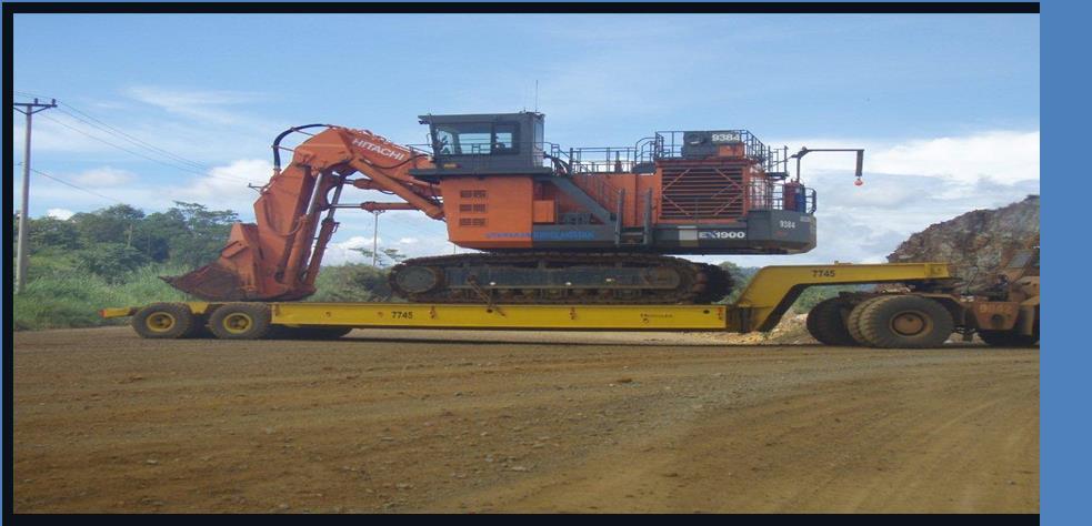 Off-Highway mining trailers for transporting shovels, drills, wheel loaders, wheel dozers.