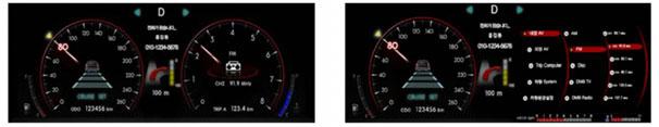 404 S.M. Kim et al. Fig. 2. The driving mode (left) and menu mode (right) of the gauge cluster device and the steering wheel remote control was the input control device.