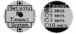 down keys to scroll through the main menu. When TIMEOUT appears in the center square like the illustration below press MENU.