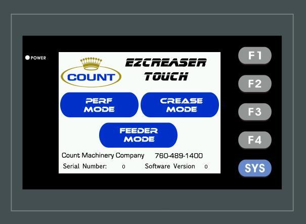 icreaseexcel TOUCH SCREEN CONTROLLER 1 2 icreaseexcel 4 3 MBM Corporation 800-223-2508 THE TOUCH SCREEN CONSISTS OF FOUR SECTIONS: 1. MBM Logo and Service Access 2. Perf Mode 3. Feeder Mode 4.