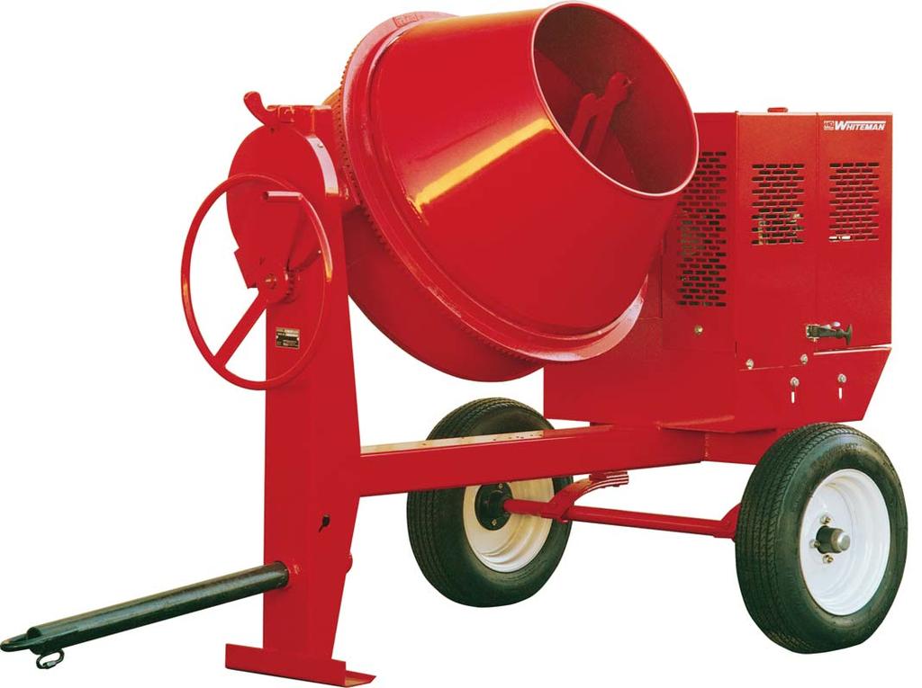 Concrete Mixers 4-, 6-, and 9-cu. ft. The ultimate in heavy-duty concrete mixers. Model WC-94P (9 cu. ft.) Available in 4-, 6- and 9-cubic foot capacities, with your choice of power and drum materials.
