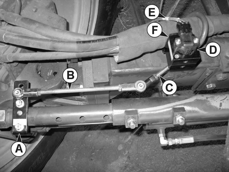 Case 2166, 2366, 2188, 2388 Four Wheel Drive Installation Install Wheel Angle Sensor Brackets The Wheel Angle Sensor needs to be connected to two points on the vehicle s steering mechanism.