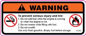Important Safety Information Never run the engine in an enclosed area or without proper ventilation as the exhaust from the engine contains carbon monoxide, which is an odorless, tasteless, and