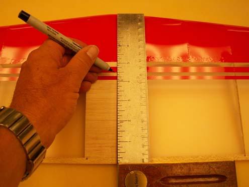 Then mark the trailing edge of the wing 7/32 on both sides of the centerline to show where the sides