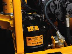 Service Intervals A 2 JCB s Plexus Oil Filter System extends oil life to 5000hrs by constantly filtering hydraulic fluid down to 2 microns, reducing risk of