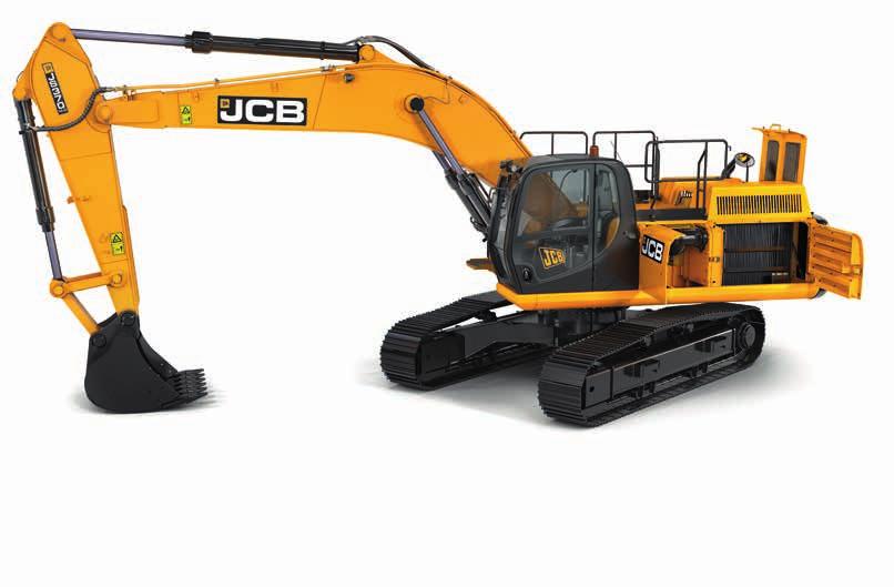 LESS SERVICING, MORE SERVICE The JCB JS330/370 hood opens and closes easily with gas-assisted cylinders, and