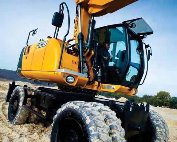 6 The JCB JS145W/160W is equipped with a full set of side and rear view mirrors for all-round