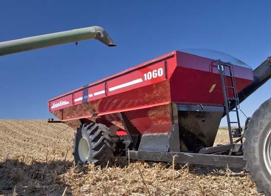 Filling the grain cart forward of the axle will ensure there is downward force on the