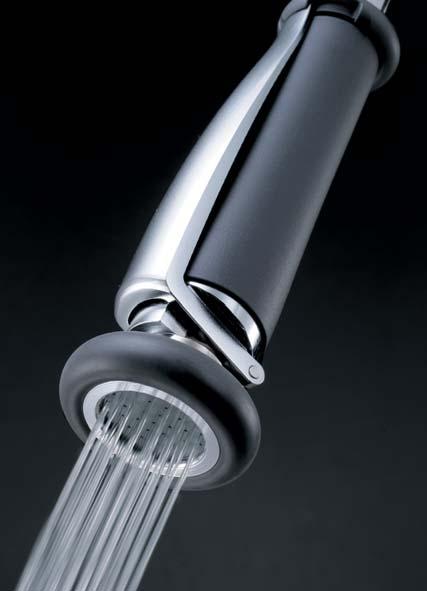 The pre-rinse spray with integrated shock absorber is built for the professional