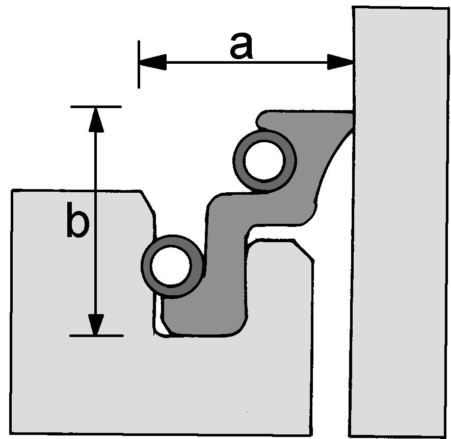 Required space (guide) Diameter range D Characteristics axial seal