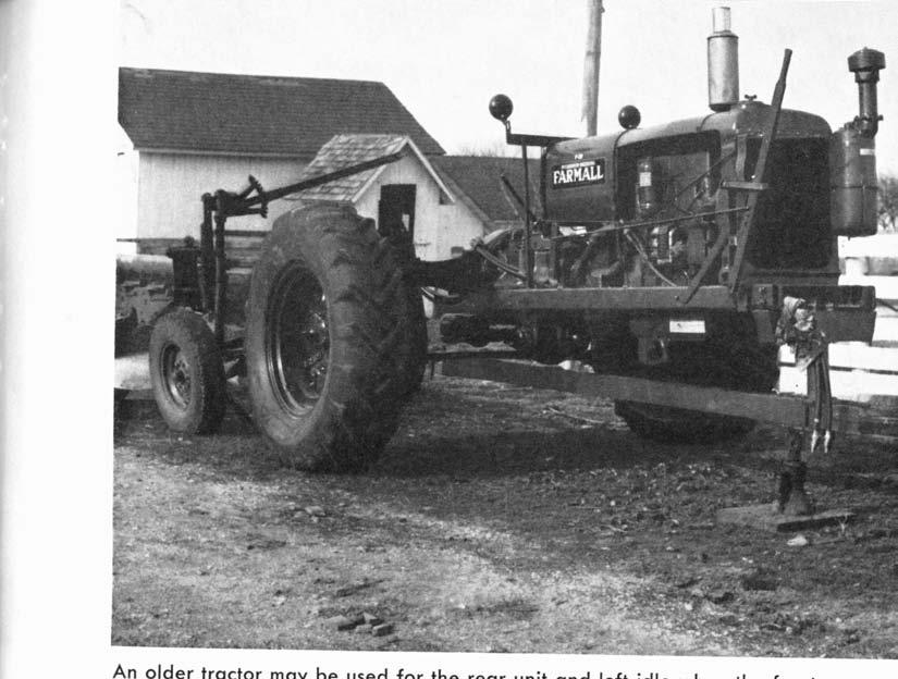 An older tractor may be used for the rear unit and left idle when the front tractor alone is needed. (Fig.