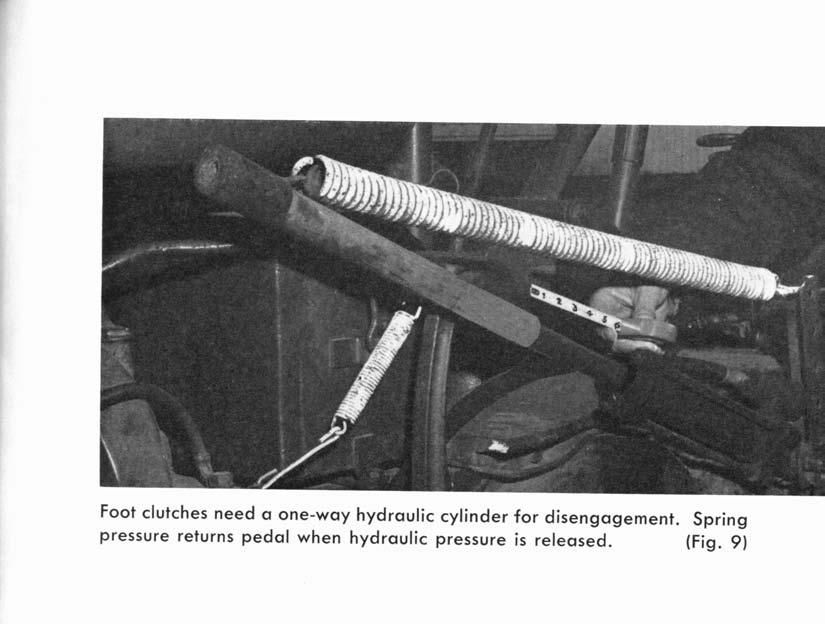 Foot clutches need a one-way hydraulic cylinder for disengagement.