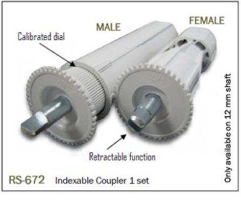 Retractable function for easy installation (female coupler) Fits 2"Motor Tube, 2" grooved Motor and 2-3/8" round tube.