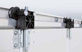 Precise door travel Twin rollers made of wear-resistant plastic move reliably and precisely on the aluminium rail and prevent the door sections from jumping out.