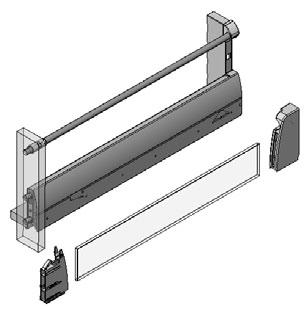 217 mm for 122 mm drawer sides B Gallery Rail, Rear fixing position Measurement B =