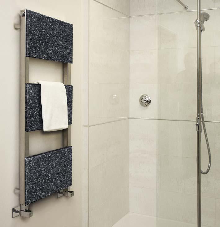 REFLEX Contemporary square tube uprights with granite or glass panels, please see page 84 for selection.