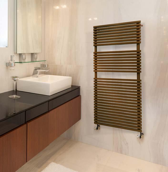 50. CONTEMPORARY RADIATORS TOWEL WARMERS TRENDY Available in four colours, from left to right; White, Anthracite, Quartz & Ancient Bronze.