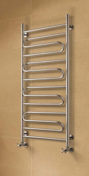 52. FURORE & ELEGY CONTEMPORARY RADIATORS TOWEL WARMERS Furore is a contemporary towel warmer with serpentine bars available in polished stainless steel or black pearl (as shown).