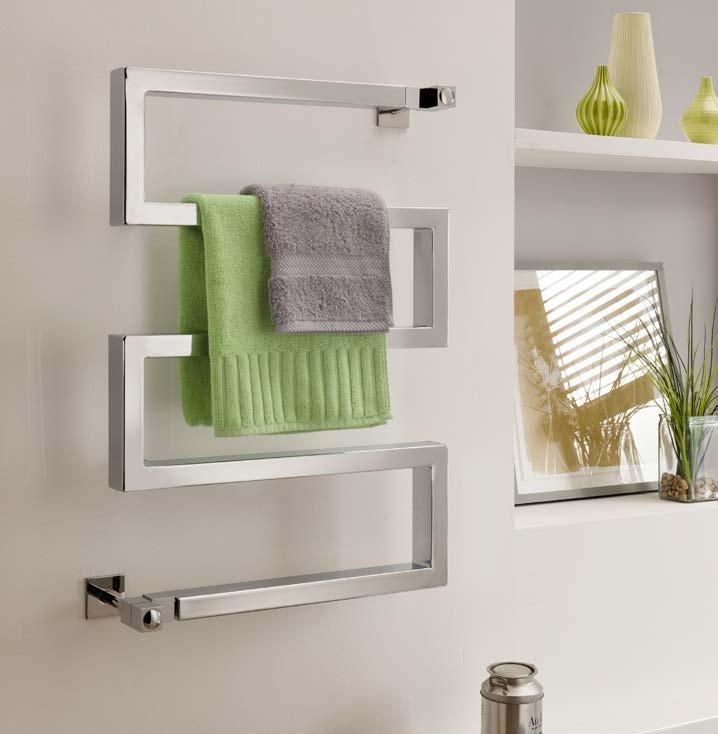 54. CONTEMPORARY TOWEL WARMERS ANGLIA A uniquely practical towel rail that combines form and function. Bold square 50mm tubing.