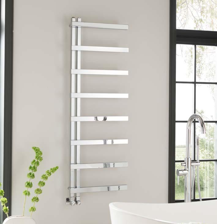 AST A contemporary chrome square tube towel warmer that can be left or right hand mounted.