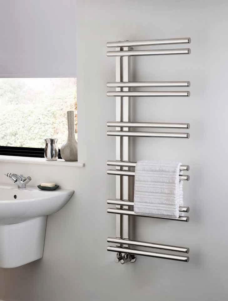 Sirius Large oval tubes and uniform spacing makes this stainless steel towel rail a focal point for any bathroom.