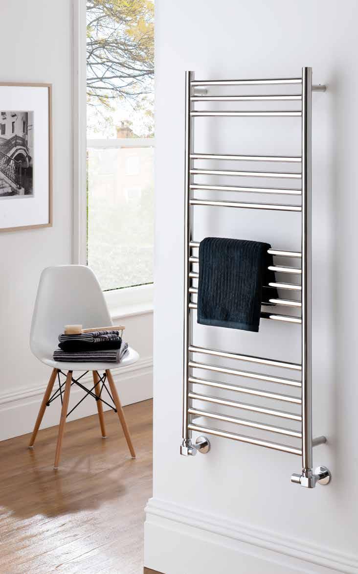 Iris The Iris is a practical towel rail constructed from polished stainless steel and is available in nine sizes.