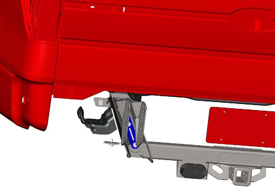 D. Place the factory bolt plate inside the supplied bracket and install into the frame as shown below using the factory fasteners. Only snug the bolts do not tighten. E.