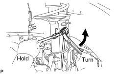 1-9 (g) Lift the vehicle and remove the front wheel assemblies (Fig. 1-10). Fig. 1-10 (h) Separate the front sway bar link assembly.