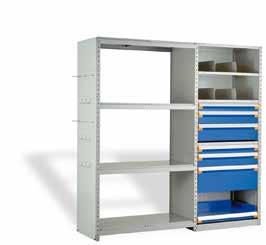 Assembly and Security Recommendations Stacking Brackets Bolted Shelves Shelf beneath the drawers Two sets of mounting brackets can be stacked if a shelf is bolted between the two sections of drawers.