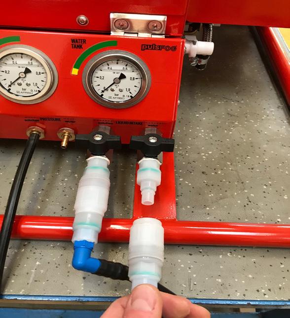Connect the pressure hose to the pressure outlet labeled solution on the control panel.