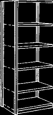 ngle Posts at Rear rder Closed Bases Separately 5 Shelf 6 Shelf 7 Shelf 8 Shelf End it Capacity ** Per Shelf Dimensions (inches) Basic Unit Basic