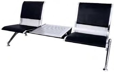 AIRPORT BENCH: DOUBLE YA3601 48 W X 27 L X 32 H, 63 LBS BLACK LEATHER SEAT AND