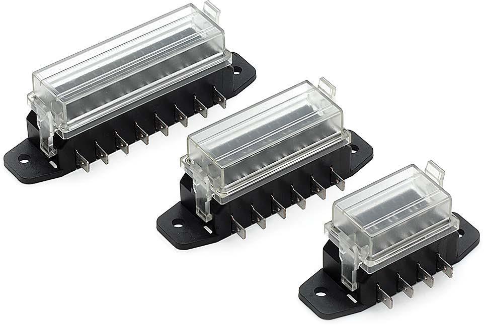 3 36 x 120 x 29 1, 50 FBB4T FBB16U 16 way blade fuse box complete with transparent cover, gasket and terminal locking bar. Supplied with 32 terminals for crimping cables 1.0mm² to 2.5mm².