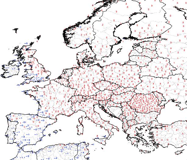 EXTREME WEATHER EVENTS IN EUROPE TEMPERATURE ANOMALIES +/- C ON AVG 15 Oct