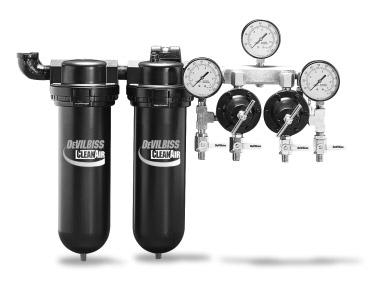 CleanAir Coalescer Filter-Regulator Units CleanAir coalescer filters remove water, dirt and oil from the system down to.01 micron.