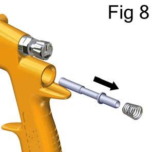 Withdraw the valve seat (19) from the gun body. (See fig 10).