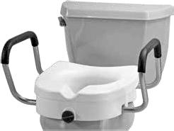 of the toilet seat to aid in sitting and rising Front locking mechanism for easy installation Available in brown box (8352) Fits most standard and elongated toilets 5 Raised Toilet