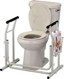 Toilet Support Rails 8201-R Provides added stability when sitting and rising Frame bolts directly to toilet for easy installation Cushioned, easy to clean foam armrests