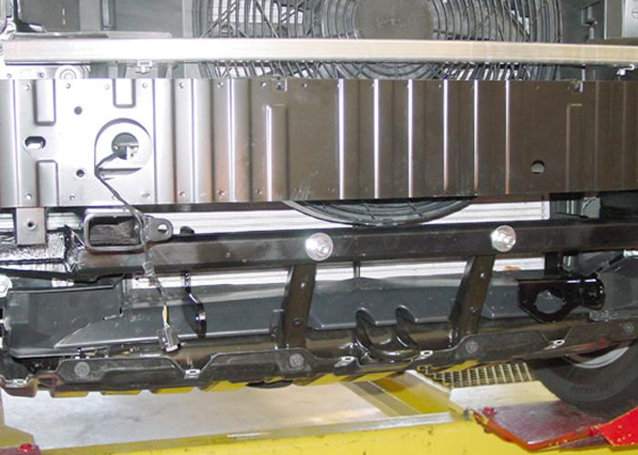 Once the fascia and grille are installed, insert the front braces into the receiver braces and pin using ½" draw pins and 3/16" spring pins as shown (Fig.CC).