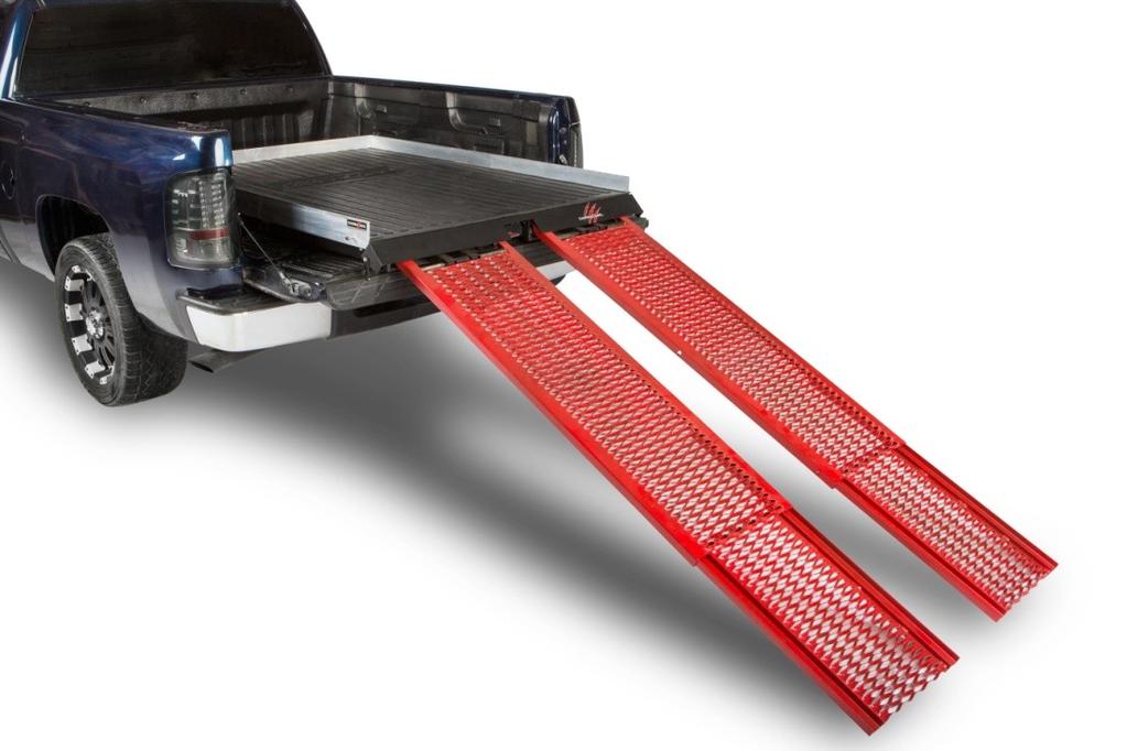 Ramp Slide automotive grade carpet diamond deck 4, 8 or extreme Fully adjustable ramps under deck 1800 lbs capacity 8 bearings HDPE Ultra ply deck