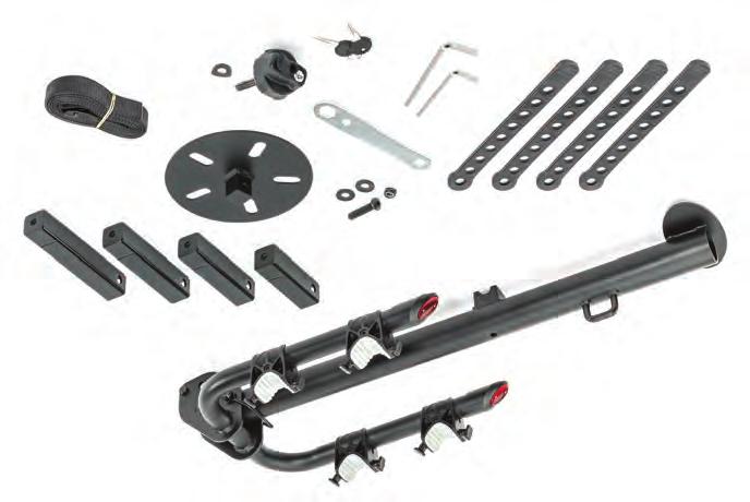 Installation Hardware: A C C C C F D G E B K L I H J M D PARTS LIST: A) Main Rack Assembly Qty 1 B) Mounting Base Qty 1 C) Mounting Extensions (4 Lengths) Qty 4 D) Rubber Retainer Straps Qty 4 E)