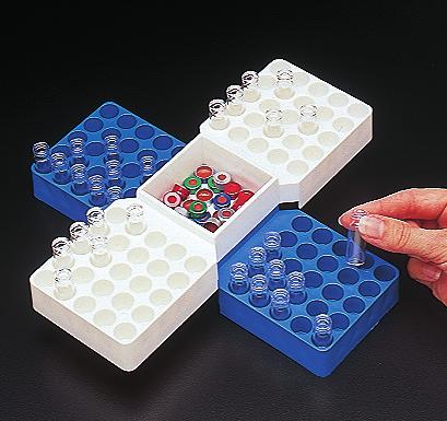 Snap Racks Case Pack - 5 pieces 9700-12 50 Position White Rack for 12mm Vials 9700-12B 50 Position Blue Rack for 12mm Vials Convenience Packs and Preassembled