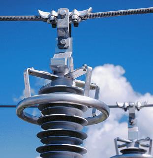 6 PEXLIM arresters installed on transmission lines in a 400-kV grid. The hollow insulator is also made of polymer.