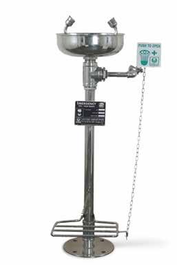 4710 Emergency eye/face wash fountain operates independently by push lever Pipe : 304 pipe Valve : stay open ball valve with push plate Bowl : Receptor bowl made of and highly resistant to acid,