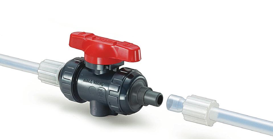 Type 21 Ball Valves options + accessories ChemFlare Ends F or connection to PFA tube.