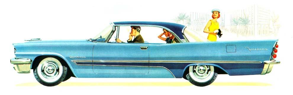 The 1957 Firedome Convertible was differentiated from the Fireflite by a lower HP V-8 and a less