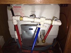 6. Water: Before filling with water, check the hot water heater bypass valve. It needs to be in the "normal" position and all faucets need to be closed.