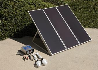 45 Watt Solar Panel Kit About $160 Use the sun's power to run TVs, lights, computers and recharge 12V DC batteries!